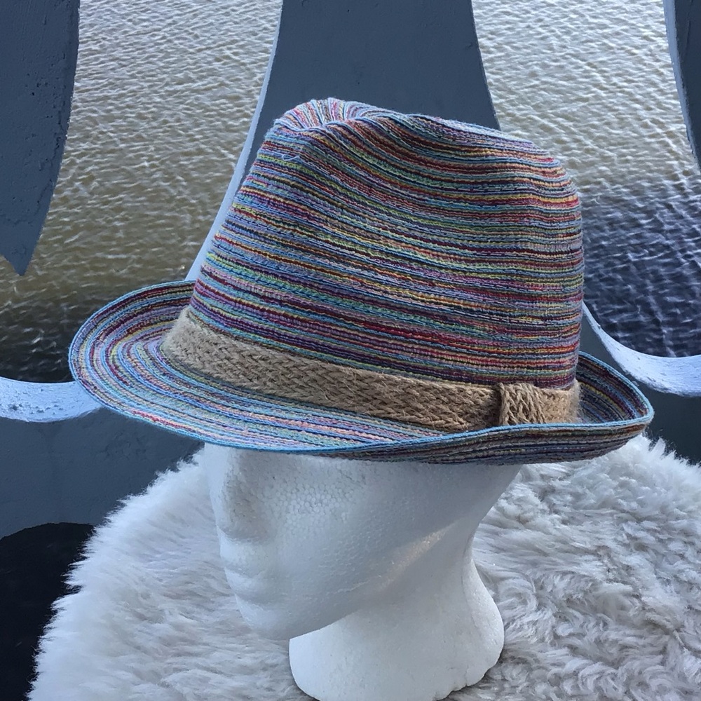 Emporio Enzo Multi Colored Striped Fedora
